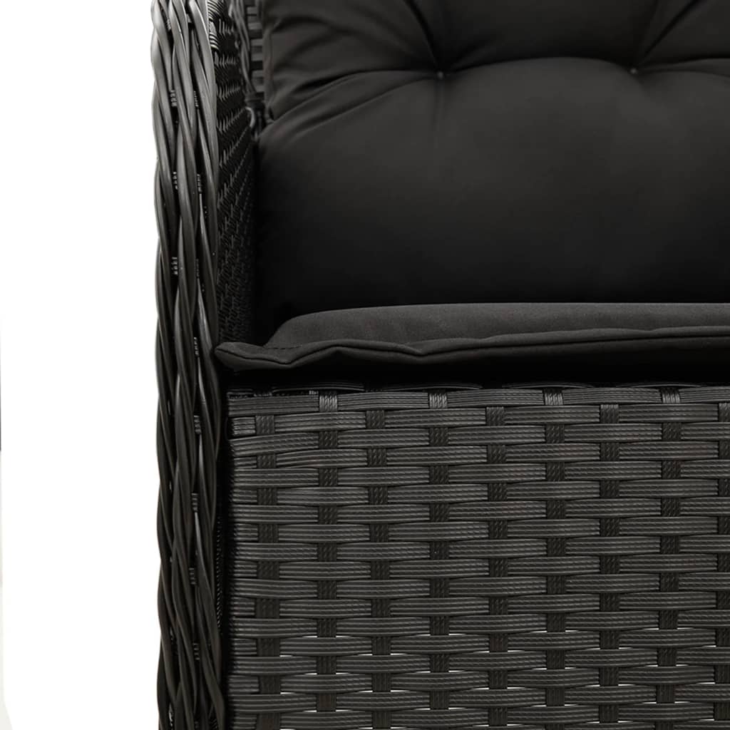 Vidaxl 9-Cz. Garden Furniture Set With Cushions, Black, PE Rattan