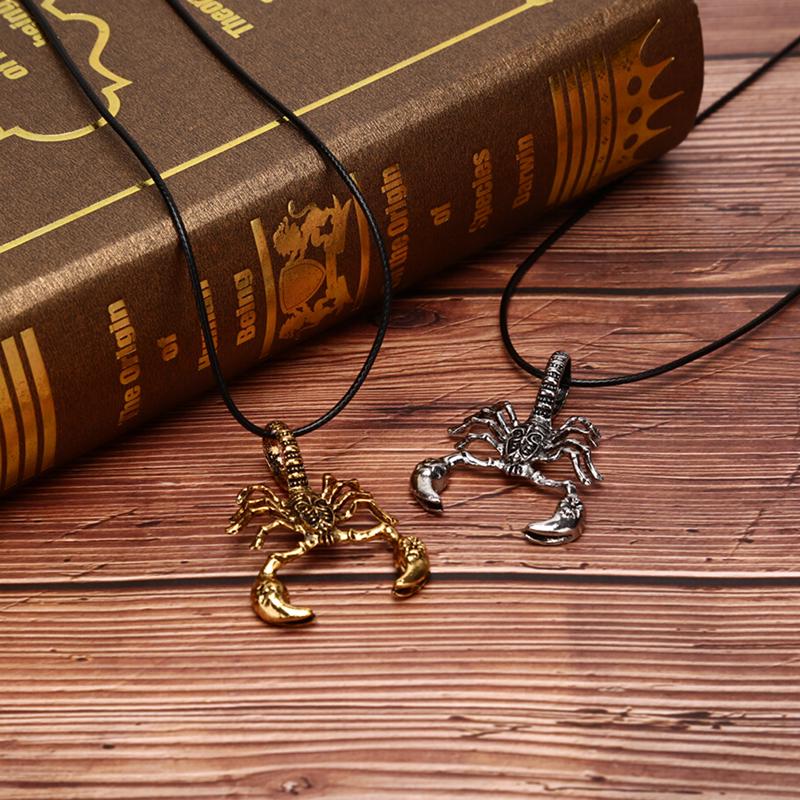 Punk Vintage Scorpion King anheng Cord Chain Halskjede Genser Retro smykker