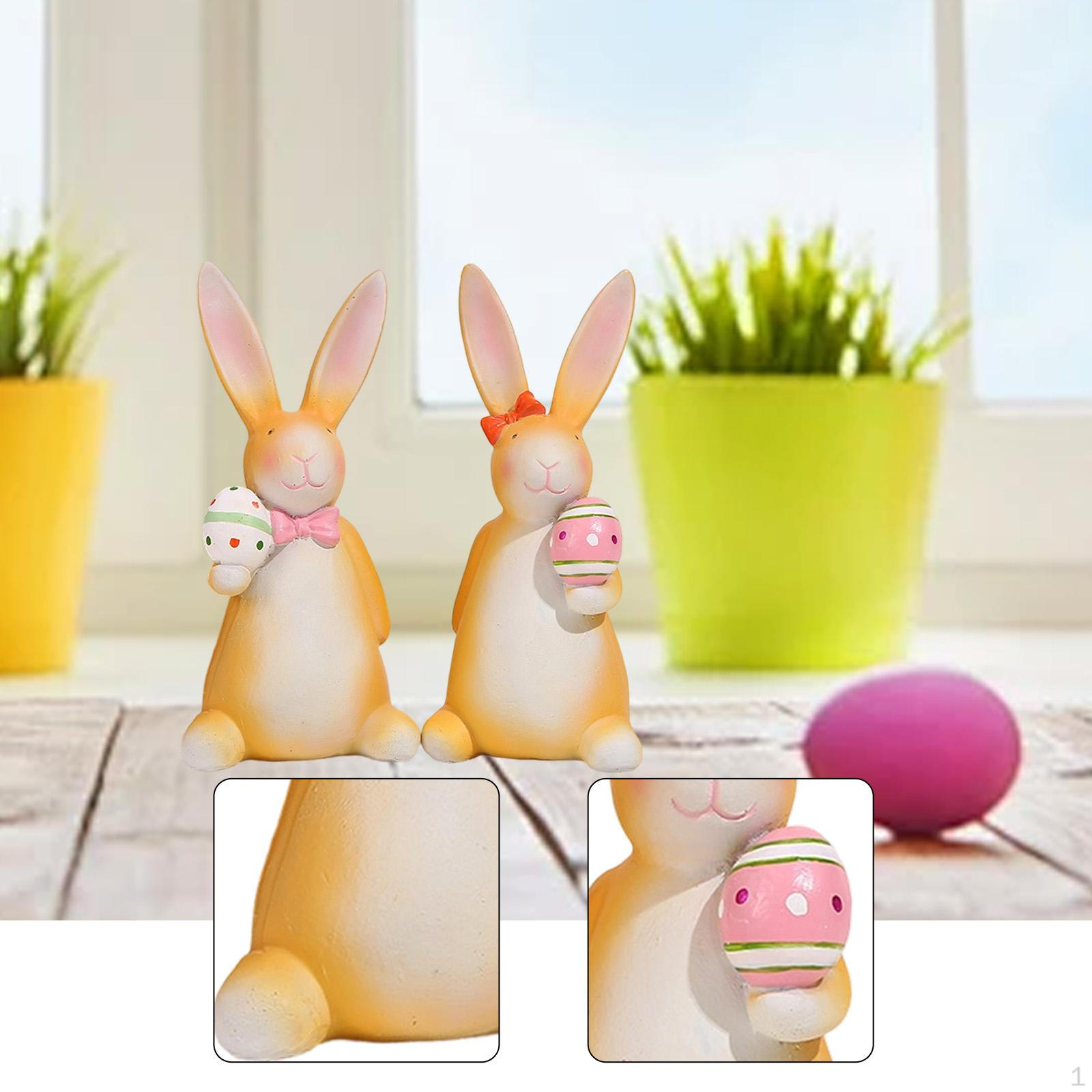 

2Pcs Statues Home Decor Housewarming Gift Collectible Resin Animal Figurines Easter Decoration for