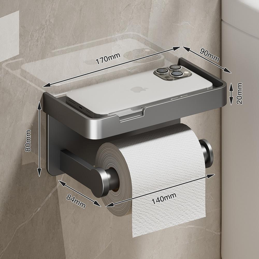 Toilet Paper Holder Wall-Mounted Double Layer Paper Roll Holder With Storage Tray Organizer Phone Stand Bathroom Accessories