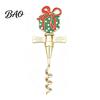 Novelty Wine Bottle Opener Zinc Alloy Christmas Opener, Enamel Hat/Gift/Bear/Dachshund Design, Ergonomic Double Wing Handle Corkscrew, Decorative Cork