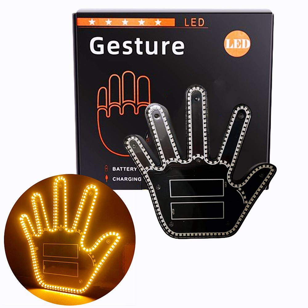 Gesture LED Wireless Adhesive LED Light Car Inside Window Sign Road Rage Middle Finger Up Funny Palm LED Hand Light