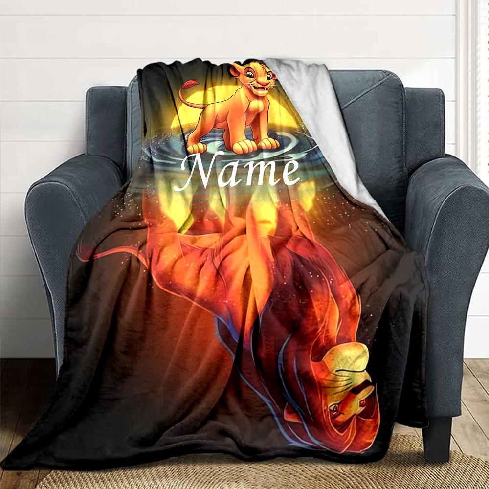 Custom Name Lion Adventure Party Blanket For Couch Bed Plush Cozy Fuzzy Blanket Super Soft Warm Blankets For Fall And Winter 0916267