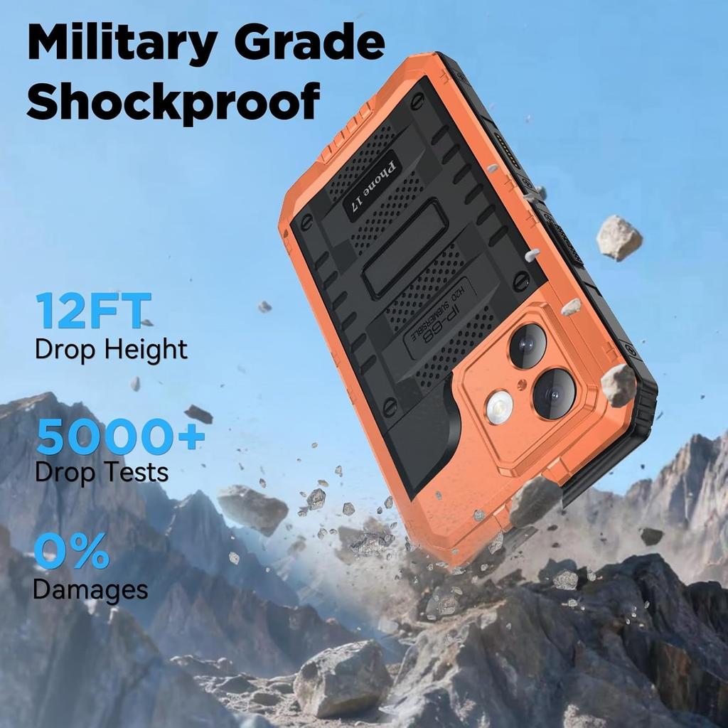 Shockprood IP68 Waterproof Heavy Duty Case For iPhone Air 17 16e 16 15 14 Plus 13 12 11 Pro Max XS XR 8 7 Aluminum Metal Cover