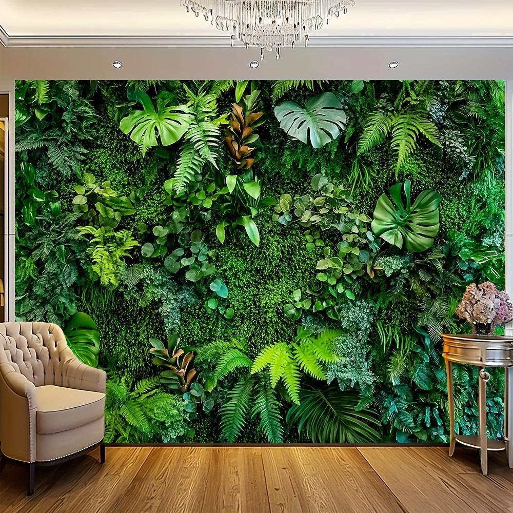 1 Stück grüner Wald Polyester Wandbehang Wandbehang, Hintergrund mit natürlichem Pflanzendesign, geeignet für Wohnzimmer, Schlafzimmer, Büro