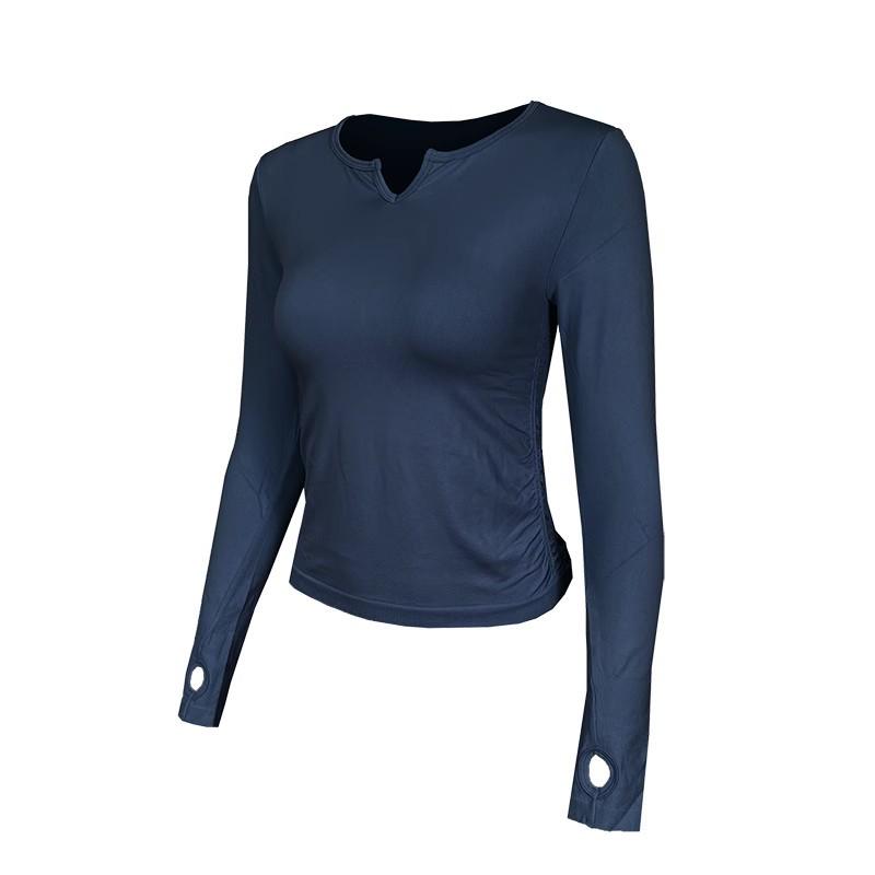 

Женский спортивный топ с V-образным вырезом и длинными рукавами Lulu: Эластичные, Облегающие, Идеальные для бега, йоги, велоспорта и тренировок осенью L 110-125 jin темно-синий