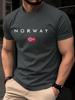 Unisexs Summer 100 Cotton Casual Fashion Norway Pattern Printed Loose Breathable Round Neck Short Sleeve Tshirt