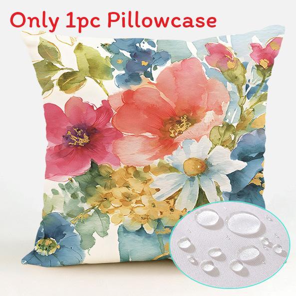 Polyester Waterproof Pillow Cover With Floral Pattern For Living Room Decor