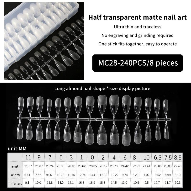 240 Stück Vollabdeckung Press-On-Nagelspitzen Stiletto Mandel Quadratisch Sarg Französisch Falsch Fake Soak-Off Gel-Nagelverlängerungsspitzen Kapsel