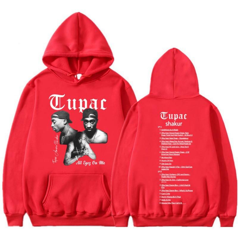 Hip Hop Hoodie With Tupac Graphic Print Ribbed Hem Unisex Streetwear Sweatshirt Men Women