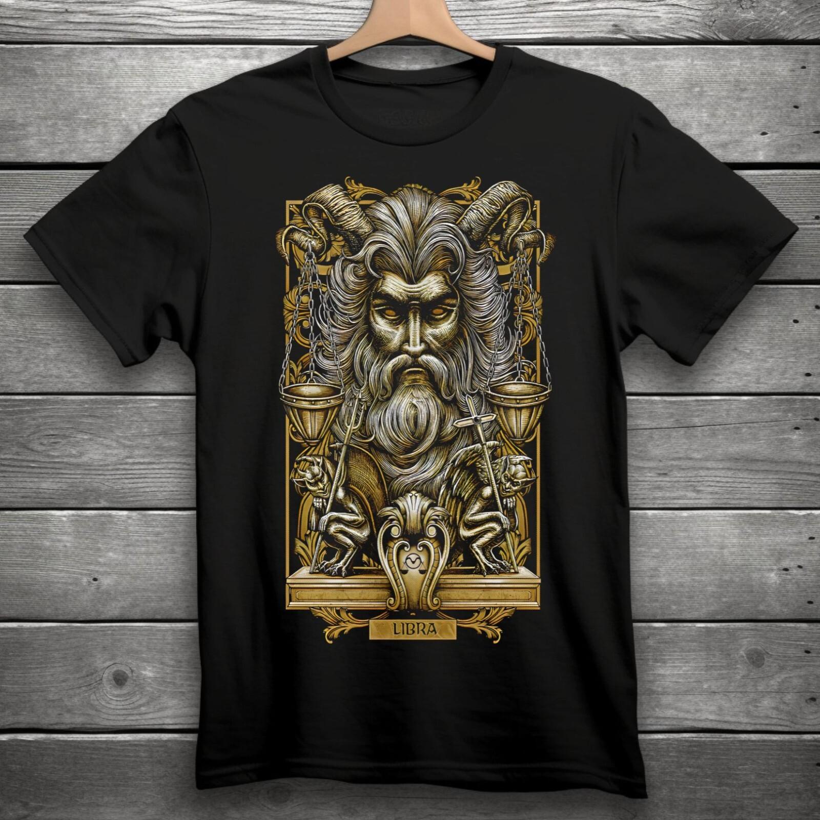 Знак зодиака Весы Готический Череп Унисекс Черная Футболка S-3XL XL