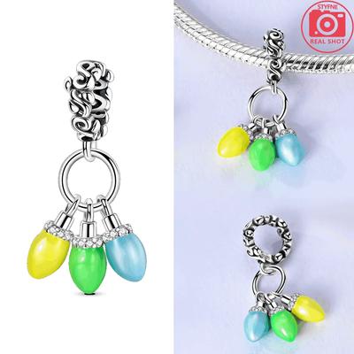 Colorful Luminous Bulb Pendants Genuine Copper Plated Beads Fit Genuine Decorative Charms Bracelet Bead Jewelry Piece Gifts For Women