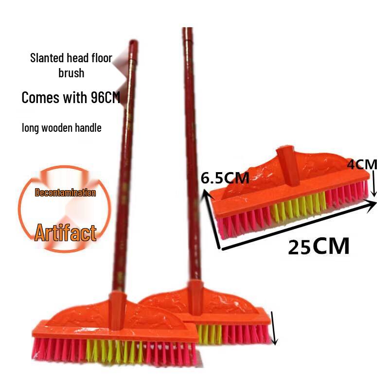 Escova de Chão Leijian com Cerdas Rígidas e Cabo de Madeira