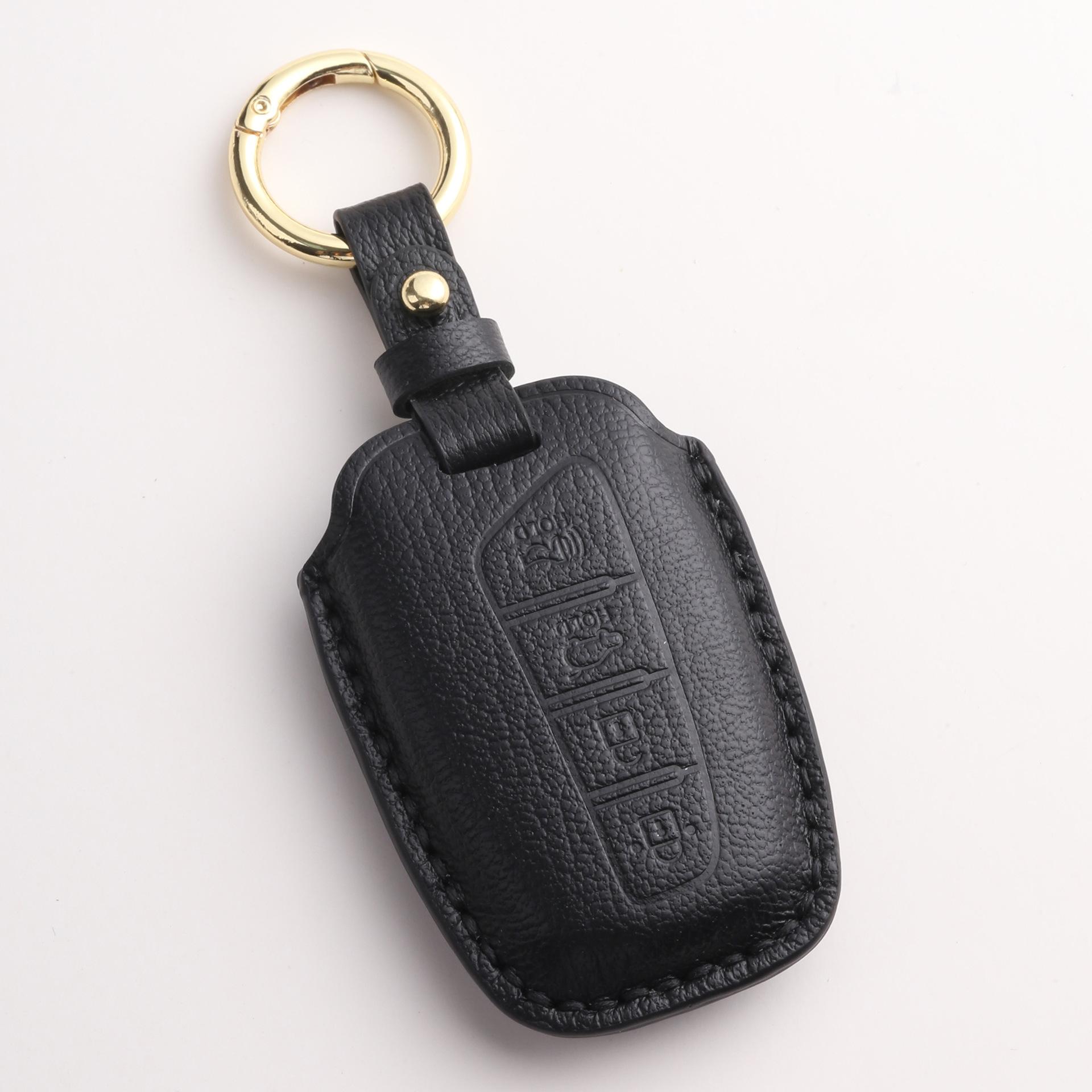 

Изготовленный на заказ чехол для ключа современного IX45, чисто ручная работа, защита для ключа из высококачественной кожи, чехол-цепочка. чёрный