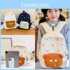 Adorable Lightweight Nylon Children Backpack For Boys And Girls With Cute Design In Blue And Beige