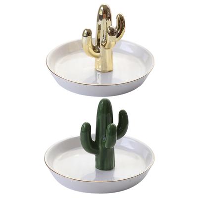 Personalized Ceramic Trinkets Tray Earrings Jewelry Storage Green