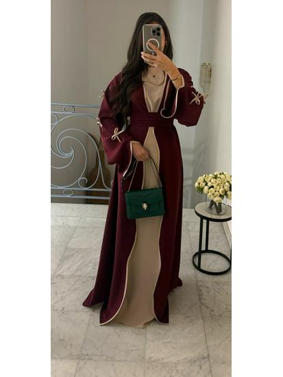 Pure Beauty Bow Long Robe Dress Abaya - Loriya 2025, Europe, America & Middle East Style, Model LR962