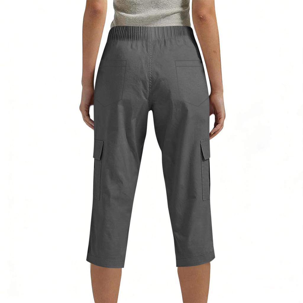 Women's Workwear Cropped Pants with Pockets