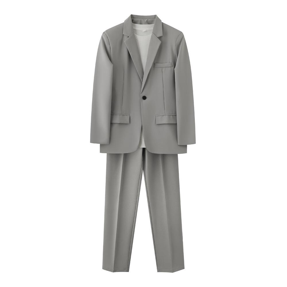 Korean Trendy Black Suit Set for Men: Stylish, Handsome, Slightly Mature Formal Wear