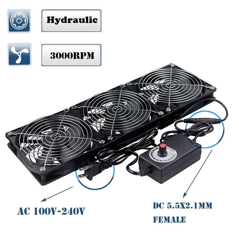 120mm 3000RPM Fan Cooling with Controller 12cm 12V 220V Btc Machine Chassis Workstation Cabinet Radiator Server Fan