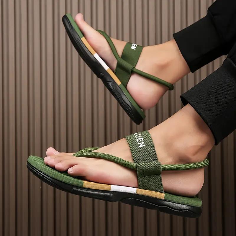 Soft Sole Flip Flops For Men Outdoor Beach Flat Shoes Male Anti-Slips Indoor Home Slippers Ankle Wrap Sandals Cozy Slide