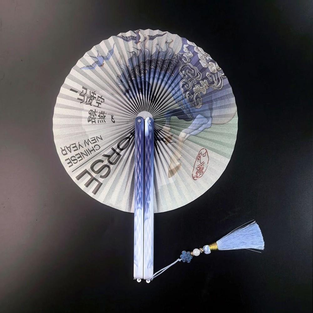 with Tassel Chinese-Style Shell Fan Magnetic Plastic Handle Retro Handheld Fan Home Decoration