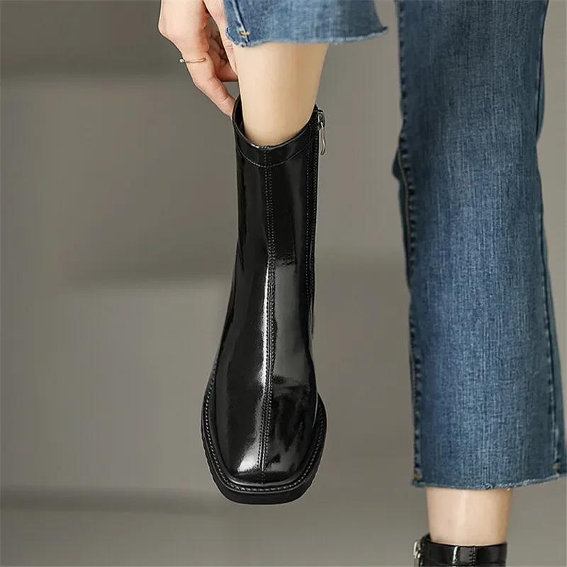 Fashion New Winter Boots for Women Autumn Short Boots Square Toe Chunky Heel Women's Warm Wool Boots Platform Shoes High Heels Shoes