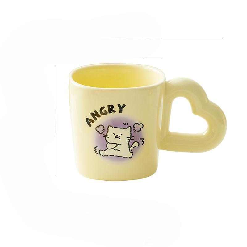 

Cute Cartoon Line Kitten Mug Milk Cup High Value Ceramic Cup Feng Shui Cup 420ml