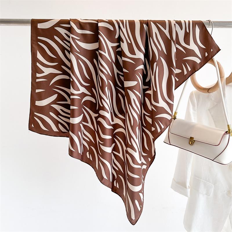 Women Spain  Design Scarf Fashion Leopard Zebra Silk Scarves Square Small Handkerchief Neck Snood Bag Hijab Snood 90*90Cm
