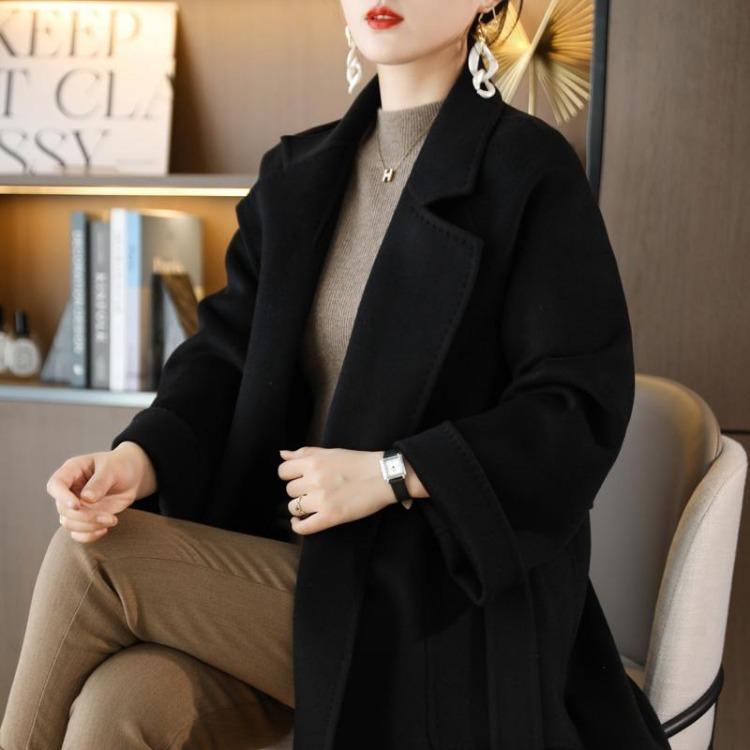 Modern Wool Long Coat for Women 100% Wool Handmade Pea Coat Winter Warm Overcoat Autumn New Saga
