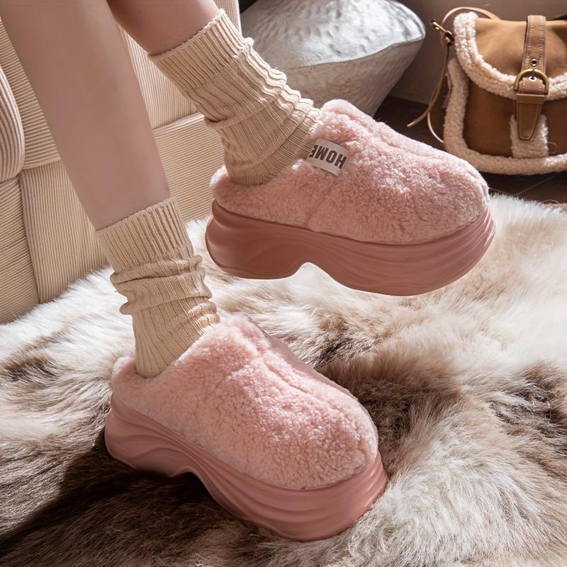 [Plush Winter Slippers]Women's & Men-like-like (Unisex-like) Plush Winter Slippers - Thick-Soled, Non-Slip Warm,Indoor House, Cozy & Soft Fabric