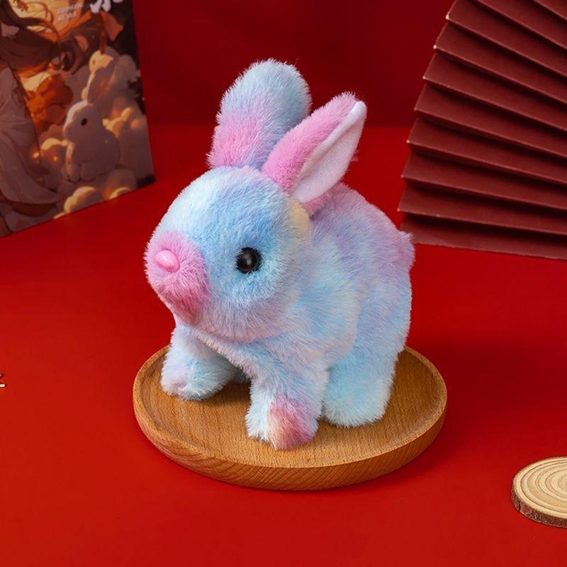 

1Pcs Rainbow Bunny Walking Wiggle Ears Sound Stuffed Peluche Doll Cute Electric Rabbit Interactive Plush Toys Birthday Gifts