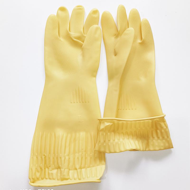 Extended Waterproof Latex Kitchen Gloves for Dishwashing and Cleaning