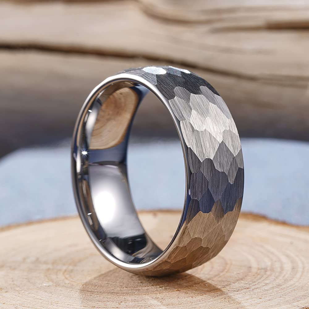 Hammered Multi-faceted Titanium Rings For Men Women Black Brushed Stainless Steel Couple Ring Wedding Engagement Jewelry