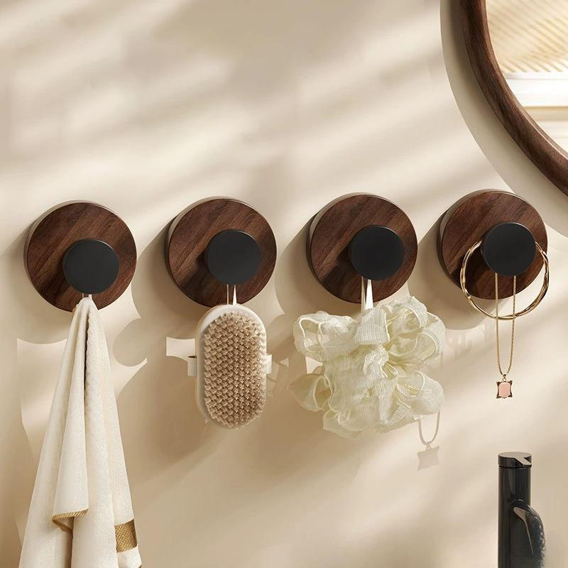 Holz Saug Haken Walnuss Schlüssel Deko Haken Tür Rückseite Kleidung Handtuch Aufhänger Schrank Schubladen Griff Wandmontiertes Aufbewahrungsregal