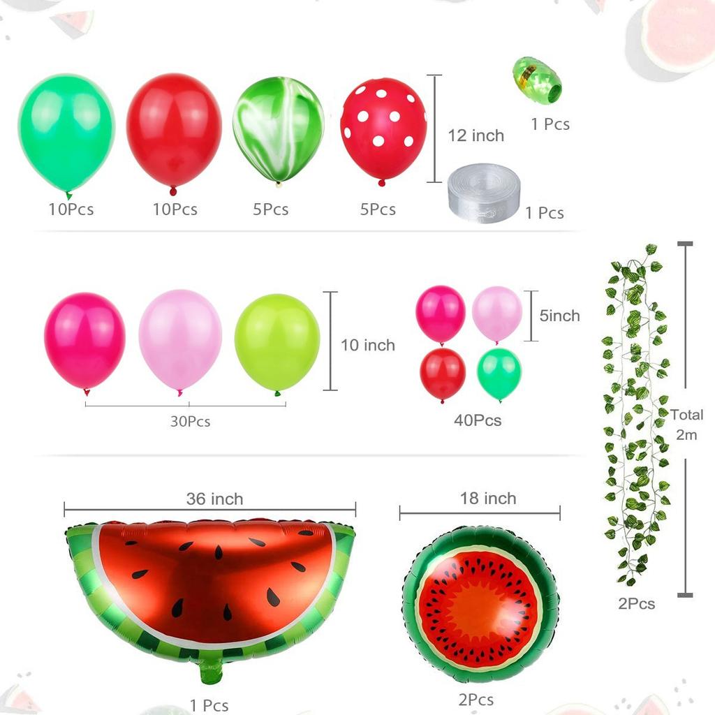 Hawaiian Party Decoration Balloon Set, Watermelon Balloon Chain Set Birthday Background Arrangement