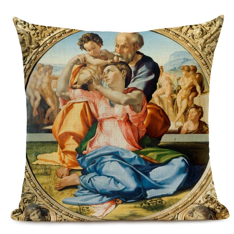 Michelangelo Print Pictură în Ulei Faimoasă Față de Pernă Decor Mural Italian Față de Pernă Husă Pernă Sofă