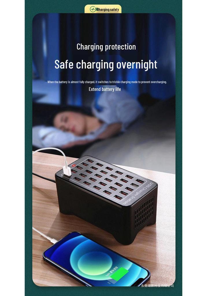 High-Power USB Multi-Port Charging Station - Desktop Mobile Charger & Power Strip