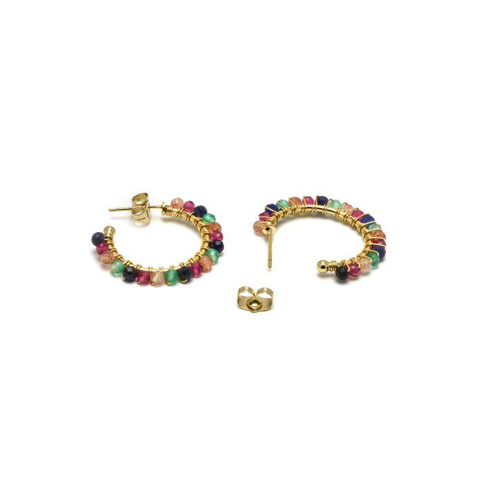 Boucles d'oreilles - LUXENTER - Aiel - Cristal multicolore - Or jaune 18 ct - Femme