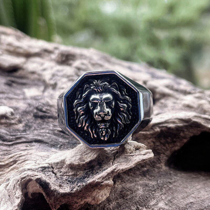 Trendy Fashion Fancy Titanium Steel Ring Men Retro Style Punk Fashion Cool Popular Brand Trendy Punk Food Tail Ring