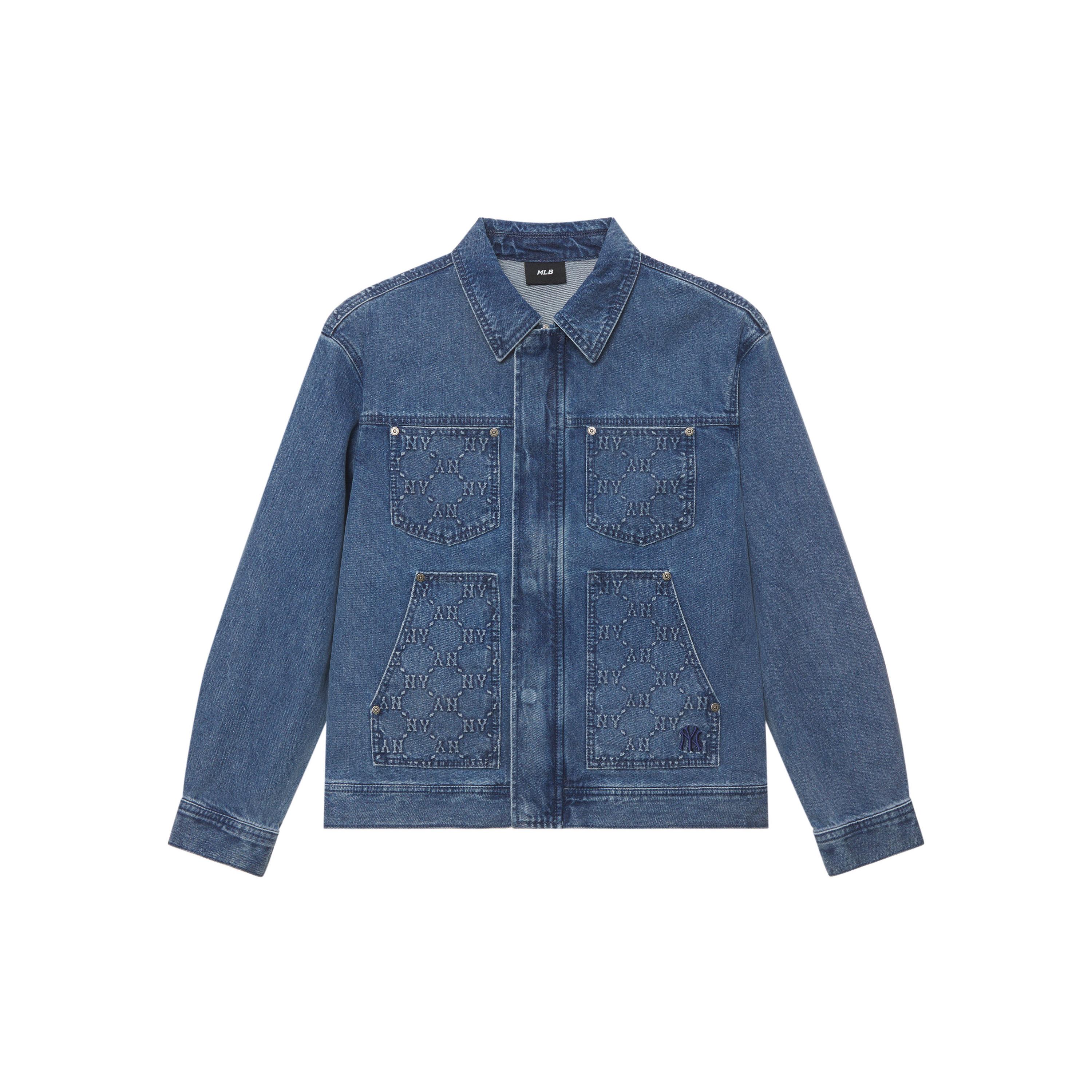 

New MLB MONOGRAM Collection New York Yankees SS25 Jacket Unisex Standard Denim 3ADKM0551-50INS XS