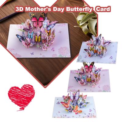 Biglietto di Auguri Pieghevole a Forma di Bouquet Serie Farfalle Festa della Mamma, Scultura di Carta Festa dei Fiori Regalo Benedizione Festa degli Insegnanti
