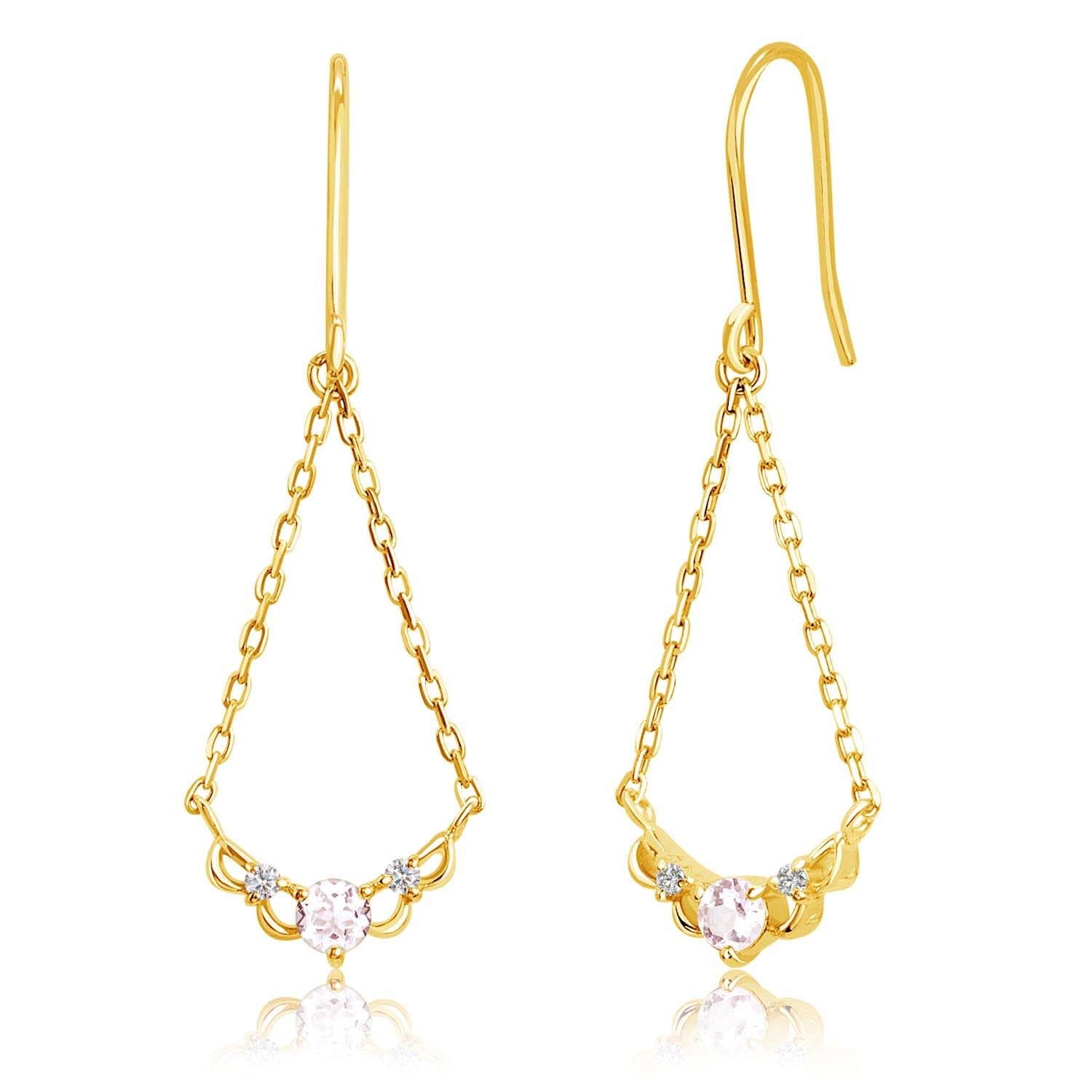 

Earrings Morganite Diamond Hook K18 Gold [Lara Christie] Women s 0.1ct le102-0005-yg