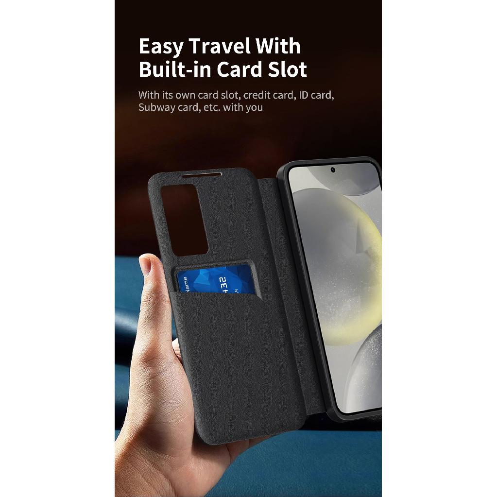 Suitable for Samsung S25Ultra Smart View Window Card Slot Case, S26Ultra Flip-free Answering Phone Case