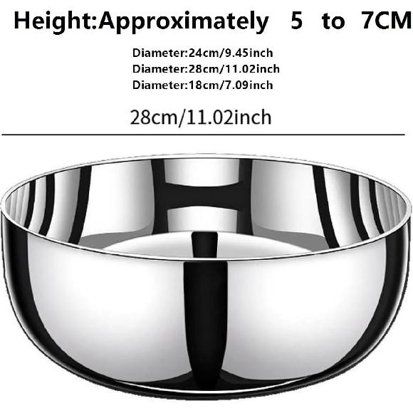 Stainless Steel Basin Large Mixing Bowl Round for Cooking Cakes Home Kitchen(28CM)