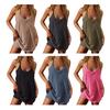 Women Athletic Dress Spaghetti Strap Sleeveless Scoop Neck Mini Romper Dress with Built-in Shorts Summer Tennis Workout Active Outfits Beach Vacation