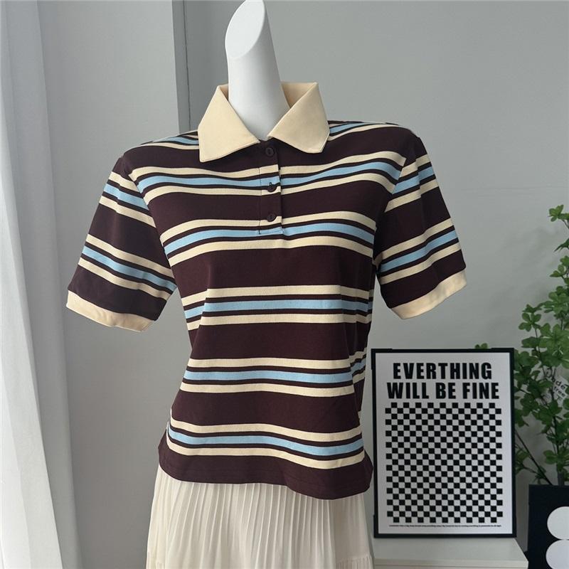 Summer American Vintage Color Block Striped Loose Short Sleeve T-Shirt For Men Casual Stylish Comfortable Tee Top