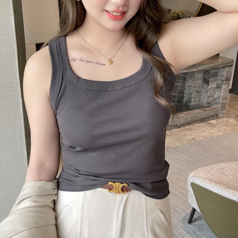 Pure Cotton Square Collar Large Size Camisole Women's Spring and Summer Inner Layer Fashion High-end Tops Slim Fit Outer Wear