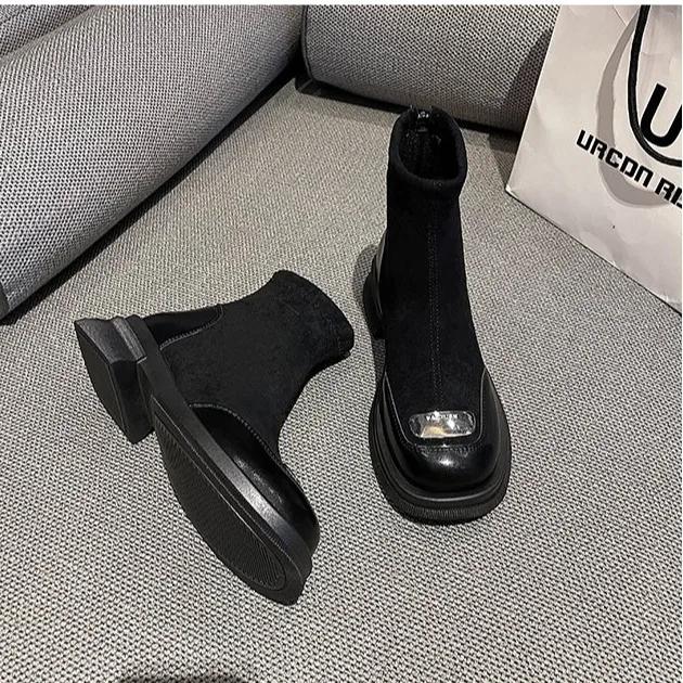 Fashion Over The Knee Boots 2024 Fall New Thin Thin Thick Sole Women's Fashion Simple Thick Heel Elastic Boots