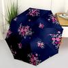 1 Stück Blumenmuster Dunkelblau Rosa Weiß Regenschirm mit Kunststoffgriff, Geeignet für Alle Jahreszeiten Zuhause Reise Outdoor Regenschirmptys31004